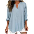 thumbnail image 1 of Yuyuzo Oversized Sweatshirts for Women Long Sleeve Crew Neck Side Slit Color Block Pullover Tops, 1 of 5