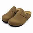 thumbnail image 1 of Adult Suede Clogs Cork Footbed Slippers Arch Support Potato Shoes Indoor Outdoor Slippers with Adjustable Buckle, 1 of 6