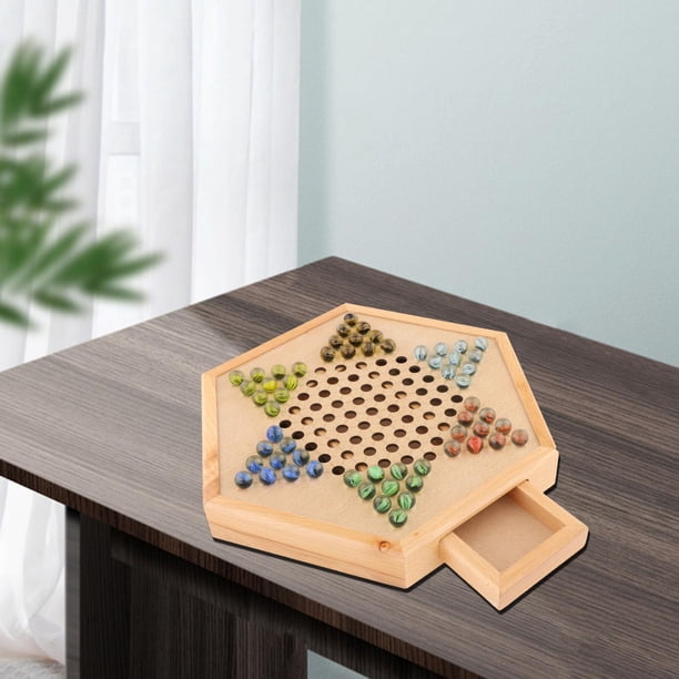 Ensemble de Dames Chinoises Traditionnelles Classiques avec 60 Pcs Billes 6 Couleurs Jeu de Société Amusant pour Adultes et Enfants pour 2-6 Joueurs