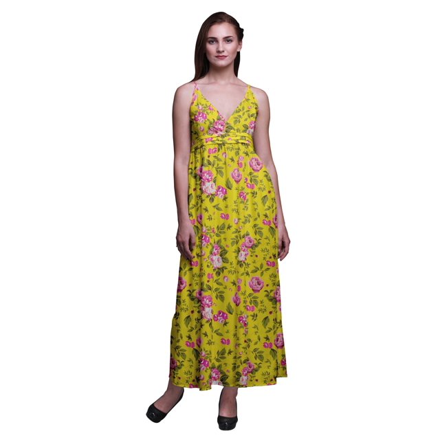 Bimba Robe Longue Maxi à Bretelles Spaghetti Ajustables à Imprimé Floral Tenue de Plage d'Été-Petit