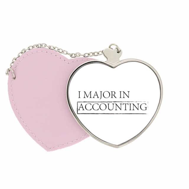 Quote I Major In Accounting Mirror Travel Purse Makeup Heart Pink