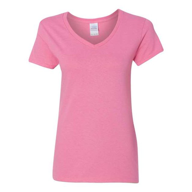 Gildan Ladies Heavy Cotton V-Neck T-Shirt, L, Azalea