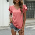 thumbnail image 5 of Womens Short Sleeve Tops Womens V- Neck Solid Color Short Sleeve Lapel Tops Women Short Sleeve Tops Short Sleeve Tops for Women Womens Tops Long Sleeve Womens Tops Short Sleeve, 5 of 5