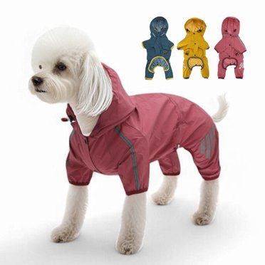 Unique Bargains Imperméable pour Chien Manteau de Pluie Imperméable pour Chien avec Capuchon Manteau de Pluie pour Chiens Réfléchissant Léger Manteau de Pluie pour Chien Grand Rose