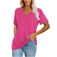 thumbnail image 1 of Timegard Womens Summer Tops Short Sleeve V-Neck Solid Color Comfy Basic Tee Casual Loose Shirts Tops Blouse, 1 of 6
