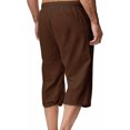 thumbnail image 4 of EOYWHK Mens Linen Capri Pants Summer Loose Fit Lightweight Sleep Shorts Elastic Waist Drawstring with Pockets, 4 of 7