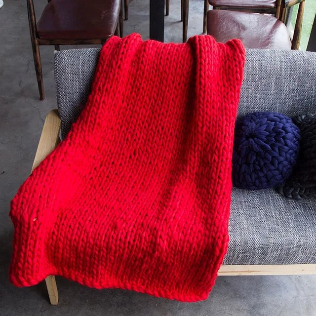 Thick Crochet Chunky Cable Knit Blanket Beautiful Handmade Cover Yarn Wool Bulky Bed Spread Throw For Home Decor