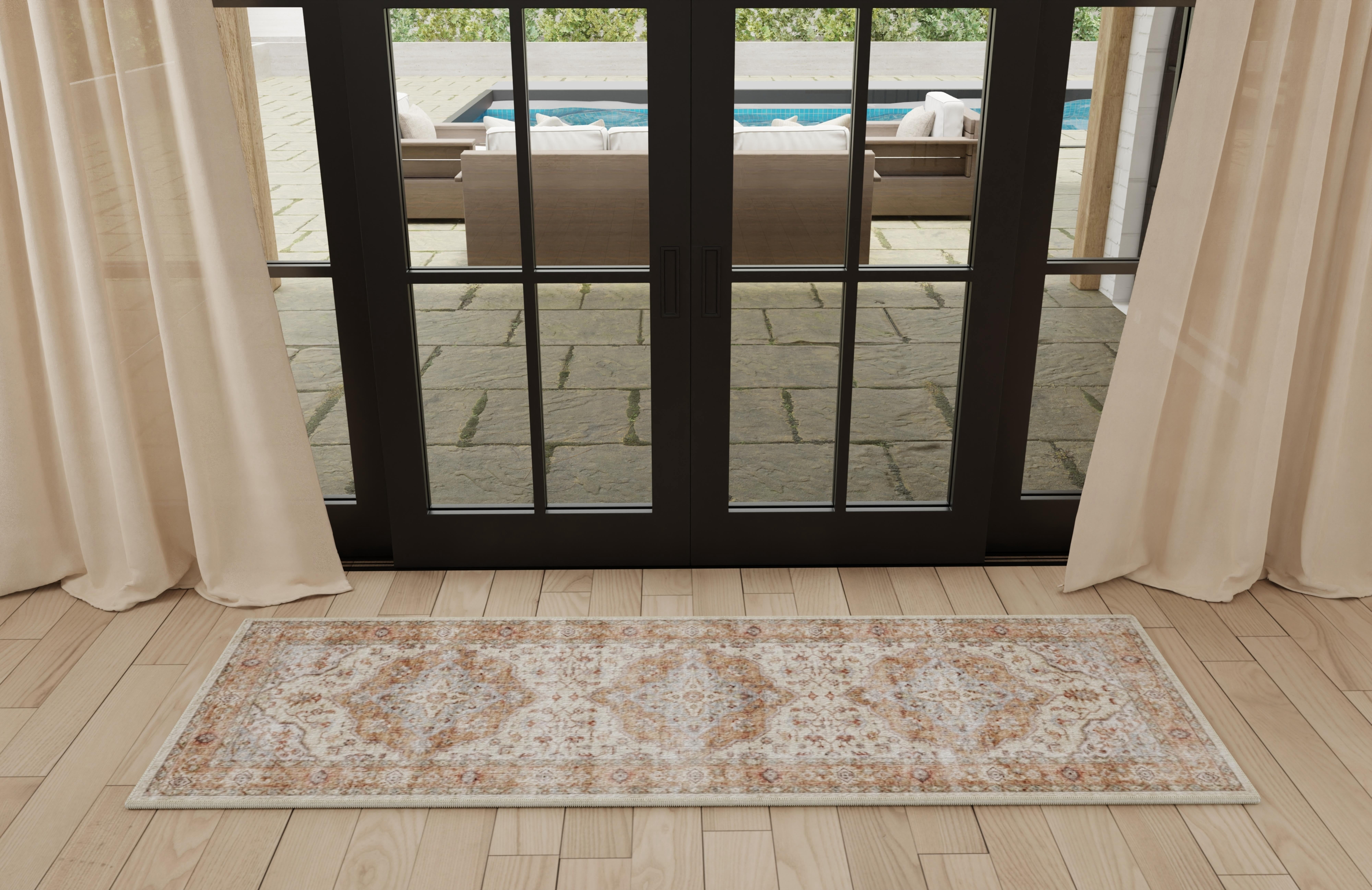 Mainstays Modern Contemporary Pattern Textured White, Machine Washable Accent Runner Mat 2X5, Ideal for Hallway, Bedroom, Kitchen, and Laundry Room