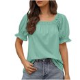 thumbnail image 1 of Womens Short Sleeve Blouses Womens Casual Solid Color Square Neck Short Sleeve Tops Blouses Women Short Sleeve Tops Women Short Sleeve Blouse Short Sleeve Tops for Women, 1 of 8