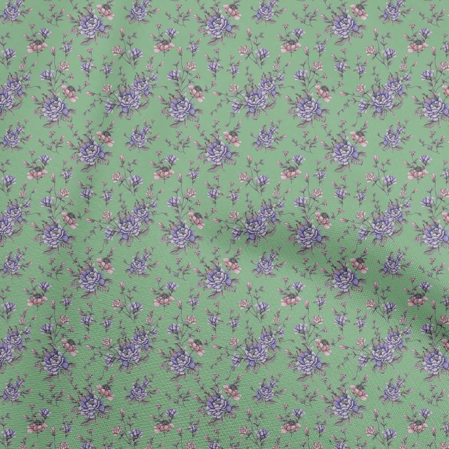 oneOone Viscose Jersey Green Fabric Floral Craft Projects Decor Fabric Printed By The Yard 60 Inch Wide