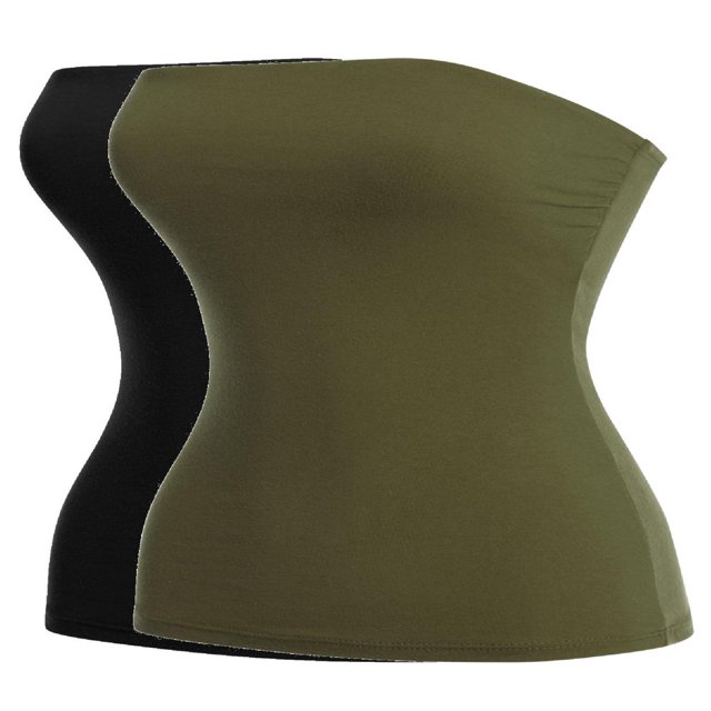 CHUANK Haut Bandeau Long Tube Basique Uni Extensible en Coton pour Femmes, Lot de 2