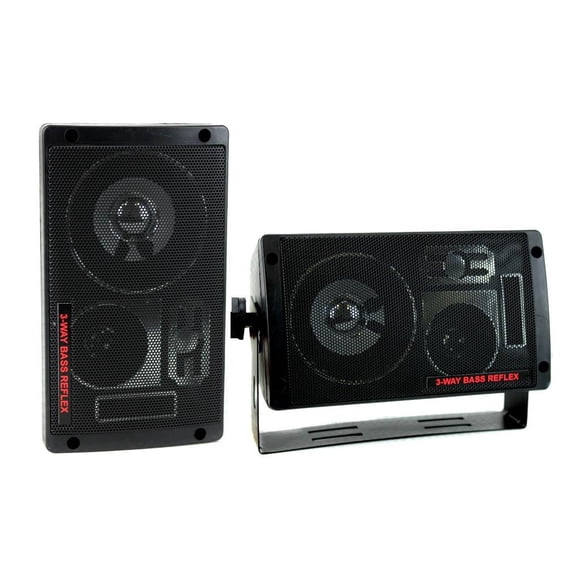 Pyramid 2060 300W 3-Way Car Audio Mini Box Speakers Indoor Stereo System (Pair)