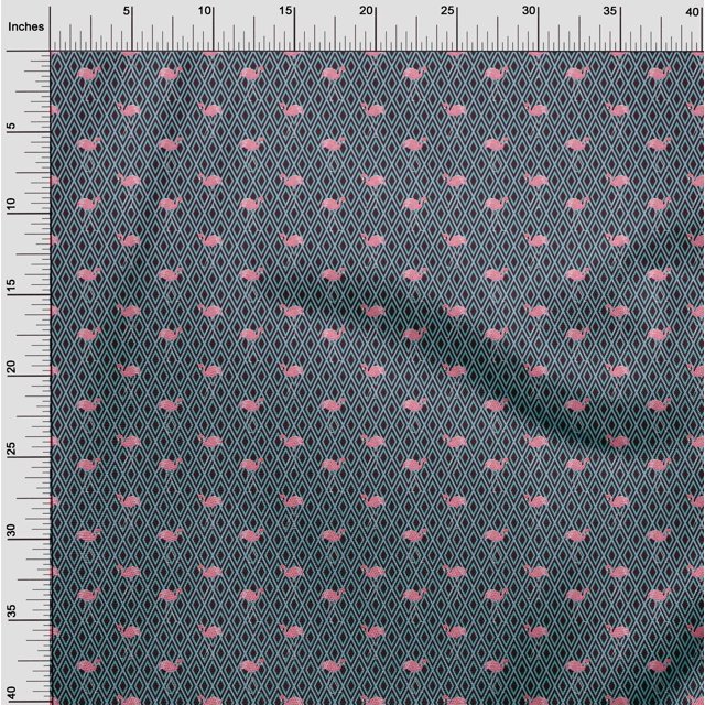 oneOone Cotton Cambric Fabric Geometric & Flamingo Bird Print Fabric by Yard 56 Inch Wide