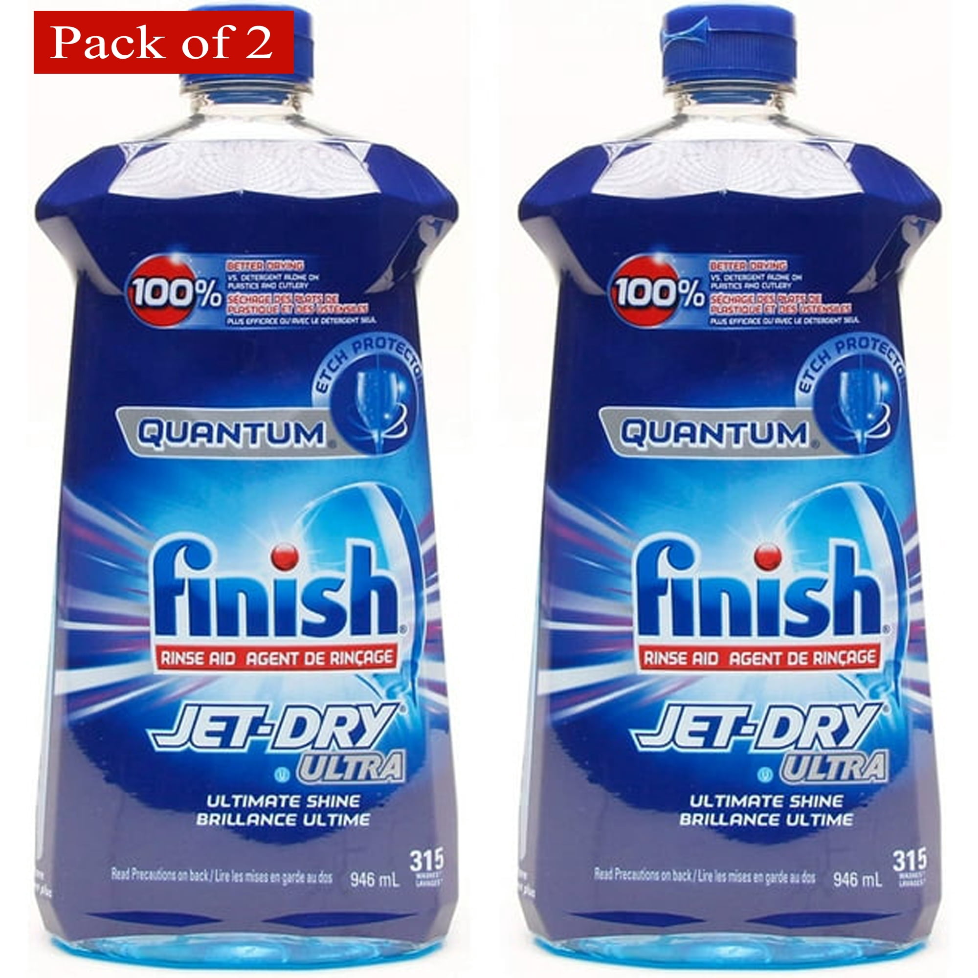 Finish Quantum Jet-Dry Ultra Dishwasher Rinse Agent, 315 Washes - 32 Fl Oz (946 ml) (Pack of 2)
