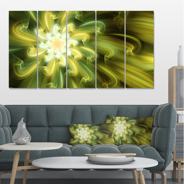 Danse de Pétales Fractaux Jaunes - Impression d'Art Floral sur Toile