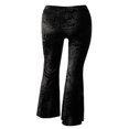 thumbnail image 3 of Women Velvet Flared Trousers  Solid Color High Waist Wide Leg Long Pants, 3 of 5