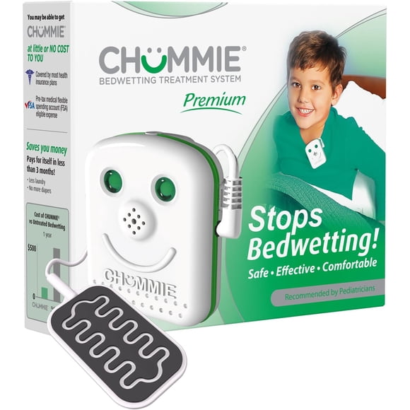 Chummie Alarme contre l'Énurésie Haut de Gamme pour Dormeurs Profonds - Système Primé et Cliniquement Éprouvé avec Sons Forts, Lumières Vives et Fortes Vibrations, Vert