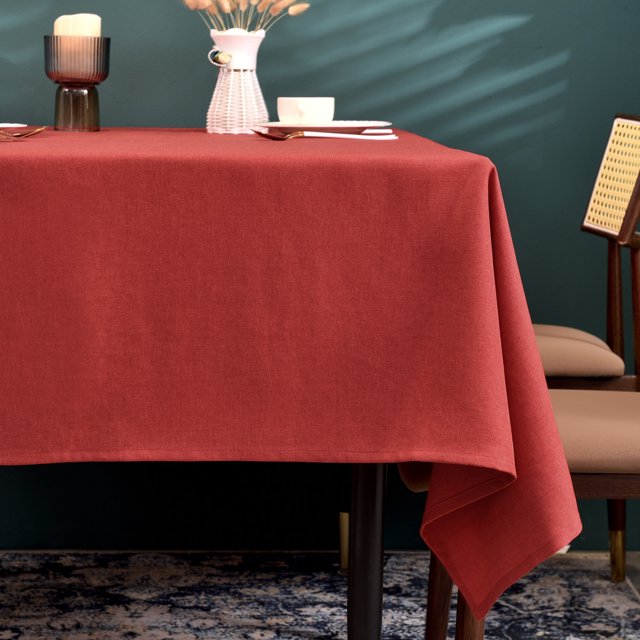 BALCONY & FALCON Rectangular Table cloth Fine Yarns Linen Water Resistant Tablecloth for Easter Spring Gardening Outdoor Dining Red 55 x 95