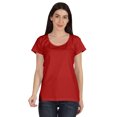thumbnail image 1 of Inkmeso T-Shirt Basique à Encolure Dégagée Décontracté à Manches Courtes en Coton Uni T-Shirt Haut pour Femmes, 1 of 8