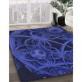 thumbnail image 3 of Ahgly Company Tapis d'Intérieur Lavable à la Machine, Carré, Transitionnel, Bleu Océan, Tapis de Zone, 7 Pieds Carré, 3 of 7