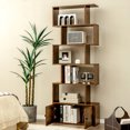 thumbnail image 2 of Costway Bibliothèque 1 Pce avec Armoire Étagère à Livres en S à 6 Niveaux Support de Rangement Brun Rustique, 2 of 10