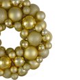 thumbnail image 3 of Northlight 3-Finish Shatterproof Ball Christmas Wreath - 13" - Vegas Gold, 3 of 3