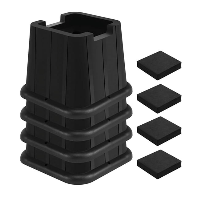 Bed Risers Heavy Duty, Adjustable Furniture Risers for Bed, Sofa, Table, Chair, Support Up to 1500 Lbs Set of 4,4 * Bed Risers,Black