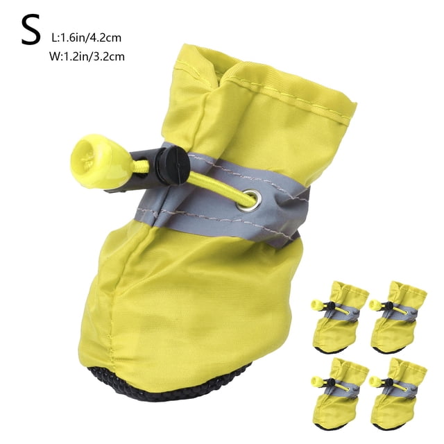 Aursykel Waterproof Dog Shoes for Small Dogs with Reflective Straps Non Slip Paw Protectors Relaxedable Dog Booties for Puppies Adjustable Drawstring Easy On Off Set of 4