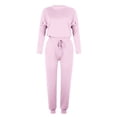 thumbnail image 5 of Mrat Summer Sets Women 2 Piece Outfits 2 Piece Jogging Sets Solid Polyester Long Sleeve Sweatsuits Sets Two Piece Track Suits Drawstring High Waist Pants Set Comfy Outfits G-Pink L, 5 of 5