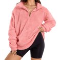thumbnail image 1 of Yuyuzo Womens Fuzzy Fleece Sweatshirts Plus Size Half Zip Long Sleeve Oversized Pullover Tops, 1 of 5
