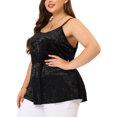 thumbnail image 2 of GRACE & GRANDEUR Chemisiers Camisoles pour Femmes Grande Taille à Bretelles Ajustables Haut Péplum en Velours Noir 1X, 2 of 5