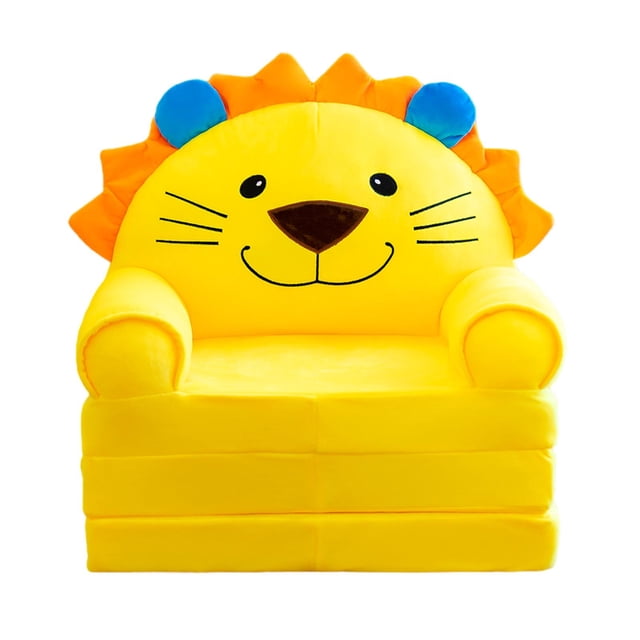 Infant Couch Cover, Foldable Furniture Protector Sofa Bed Cover Washable Cartoon Yellow Lion