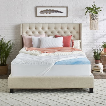 nue by Novaform Pillow Top & Gel Memory Foam Mattress Topper, Twin, 3-inch, Plush Comfort