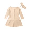 thumbnail image 1 of zbxnLI Robe à Manches Longues pour Tout-Petites Filles Robe Midi en Tricot Côtelé pour Bébé Chandail Robe Petite Fille Printemps Automne, 1 of 2