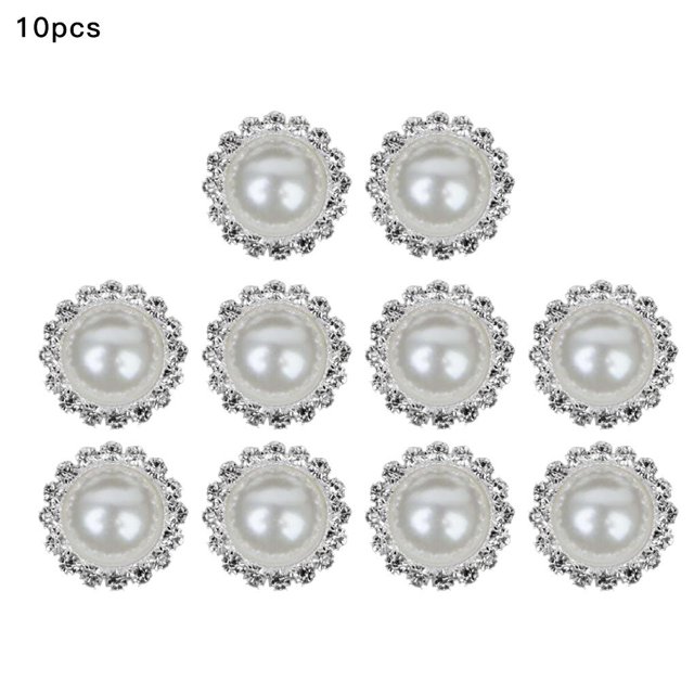 tredstone 10Pcs Rhinestone Faux Pearl Buttons 16mm Round Retro Metal DIY Sew Embellishments Craft for Clothes Bag Shoes