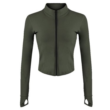 Veste de Course Légère à Fermeture Éclair Complète pour Femmes, Coupe Ajustée, Entraînement, Yoga, Vêtement de Sport avec Trous pour les Pouces