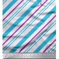 thumbnail image 1 of Soimoi Blue Rayon Crepe Fabric Diagonal Stripe Fabric Prints By Yard 46 Inch Wide, 1 of 5