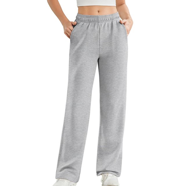 Womens Sweat Pants, Fashion Casual Solid Color Waist Sweatpants with Side Pockets