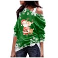 thumbnail image 1 of WEAIXIMIUNG Cropped Sweatshirt Zip Up Ladies' Shiny Reindeer Christmas Tree Casual Sloping Shoulder Fashion Theme Snowflake Theme Print Medium Long Top Hooded Sweatshirt, 1 of 3
