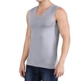 thumbnail image 1 of XZNGL Mens Summer Ice Silk Traceless Thin Breathable Pure Color V-neck Sleeveless Top, 1 of 9