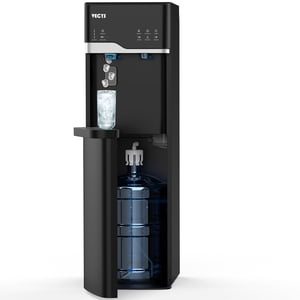 VECYS Machine à glaçons de chargement bas auto-propre eau froide chaude distributeur pour 5 Bouteille de Gallon, 22LBS Glace quotidienne, serrure de sécurité pour enfants, noir