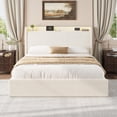 thumbnail image 1 of GloryStar Full/Queen Size Boucle Bed Frame, LED Light Headboard, Charging Station, 4 Storage Drawers, and Storage Shelf, Easy Assembly, 1 of 8
