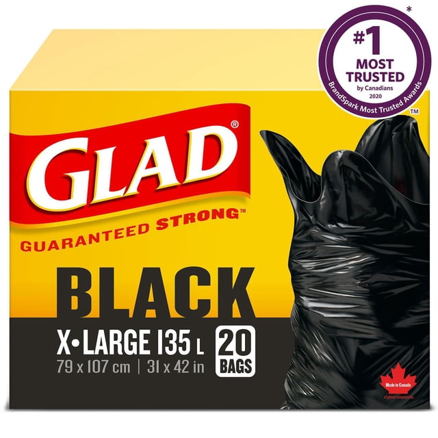 Glad Black Garbage Bags - Extra-Large 135 Litres -