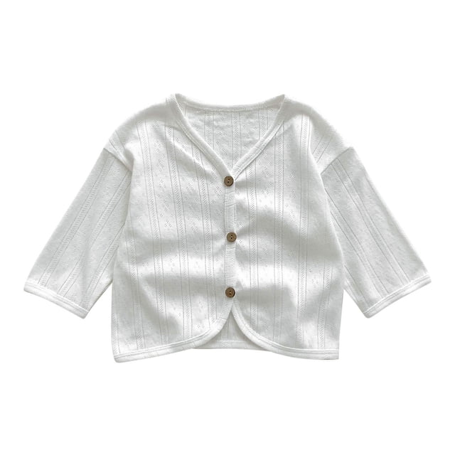 Besolor Baby Girls Cardigans Kids Casual V Neck Button Front Hollow out Long Sleeve Jacket Tops Fall Clothes