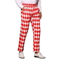 thumbnail image 5 of INSPIRE CHIC Pantalon Imprimé Argyle pour Homme Coupe Régulière devant Plat Pantalon Habillé 38 Rouge Blanc, 5 of 5