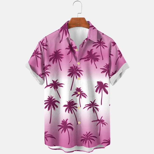 Weiqiqre Mens T-shirts Loose Fit, Floral Print Tropical Button Down Shirts