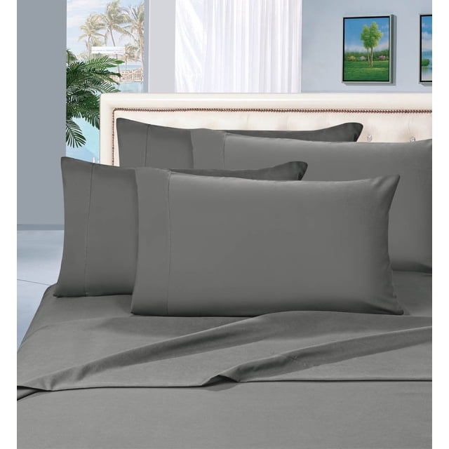 Mocassi ® Ensemble de Draps de Luxe en Microfibre Brossée 1500 Fils, Collection Prestige, Grand Lit, Gris