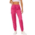 thumbnail image 1 of INSPIRE CHIC Women's Satin Cargo Joggers High Waisted Elastic Waist Casual Pants S Rose Red, 1 of 6