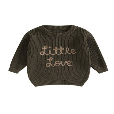 Chandail pour Bébé Fille à Manches Longues, Col Ras du Cou, Lettres, Tricot Chaud d'Hiver, Chandail, Vêtements d'Automne