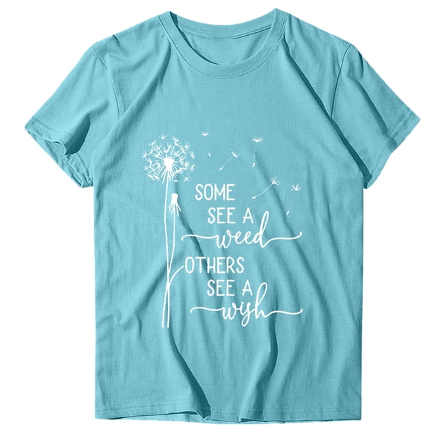 T-shirt Décontracté pour Femme à Manches Courtes avec Imprimé de Lettres